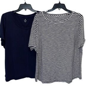 Set of‎ 2 T By Talbots Womens Round Neck Short Sleeve T-Shirt Assorted Size 2XP